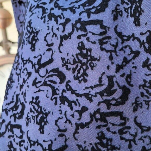 Soft Surroundings Size M Baroque Ponte Stretch Navy Blue Velvet Detailed Pants - Picture 9 of 12